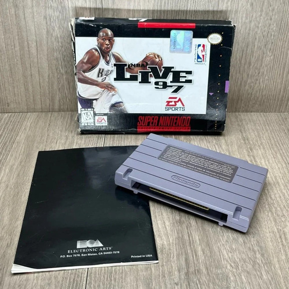 1996 NBA Live 97 Video Games Nintendo SNES w/ Box - Tested - Picture 7 of 8